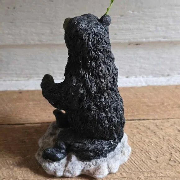 Rustic Resin Sitting Black Bear Figurine Northwoods Cabin Decor - Picture 5 of 6